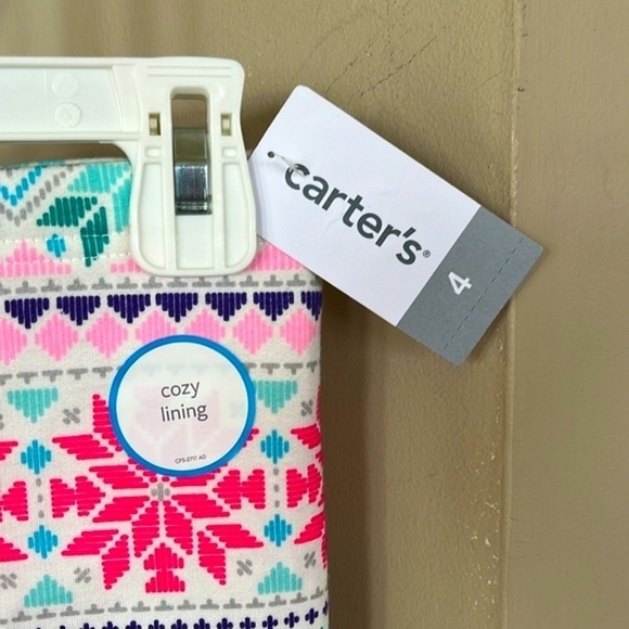 Brand New Carter’s Colorful Snowflakes Hearts Winter Cozy Lining Leggings - Picture 3 of 13